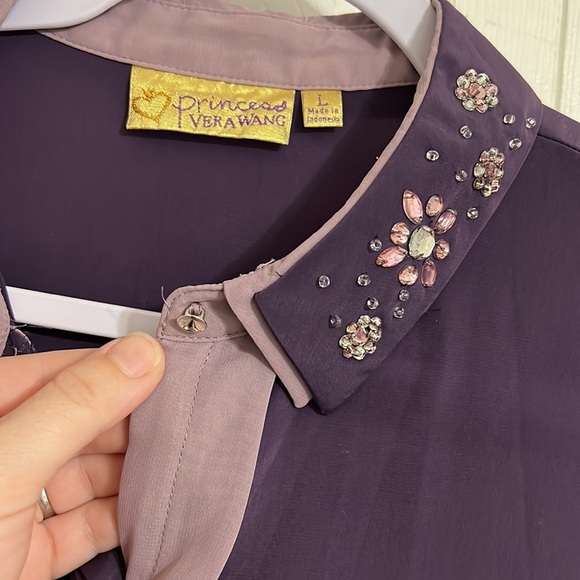 Princess Vera Wang Jeweled Chiffon Button-Front Top - Picture 3 of 6